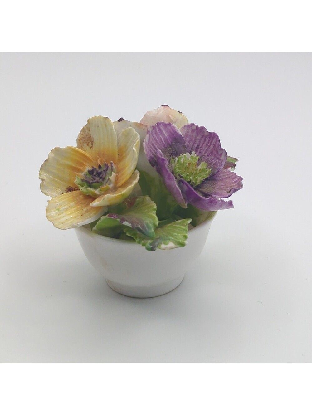 Vintage Coalport Porcelain Flowers Figurine Crown Staffordshire 1750 Purple Rose